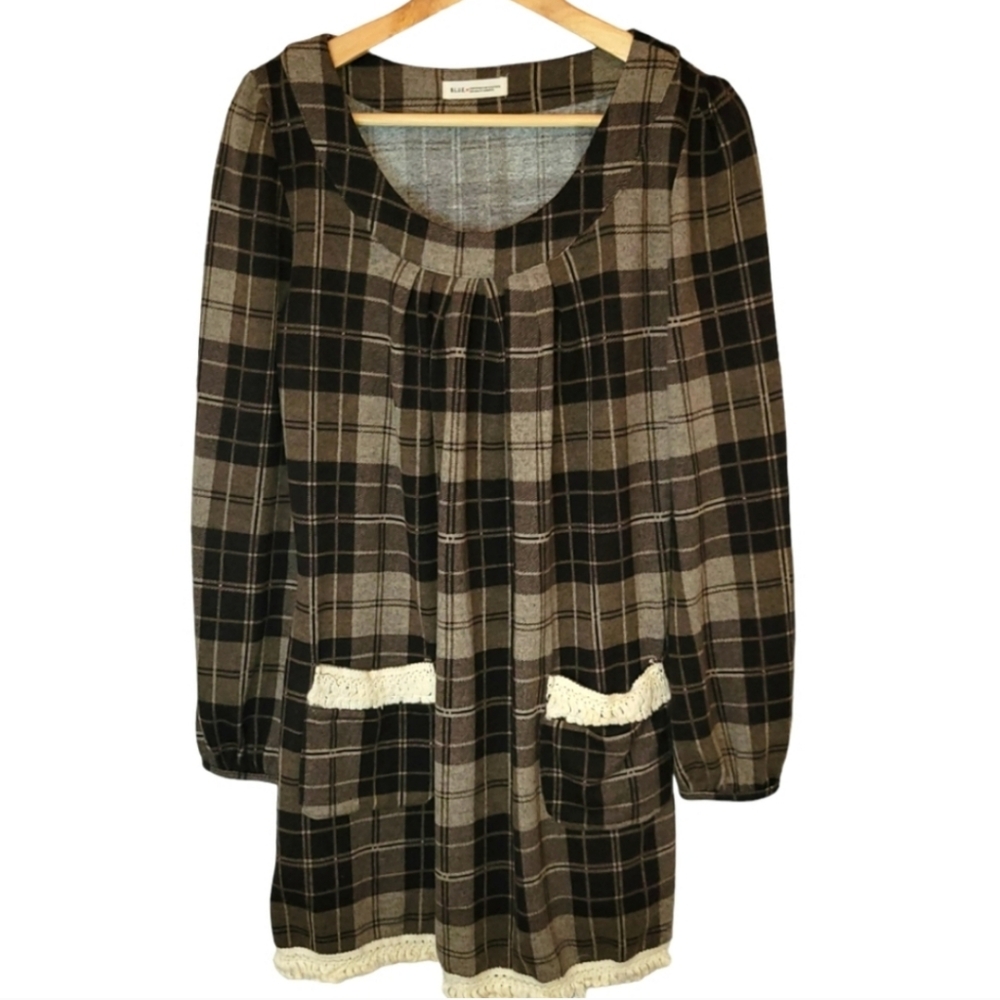 B.L.U.E. Plaid Print Mini Dress Size Medium